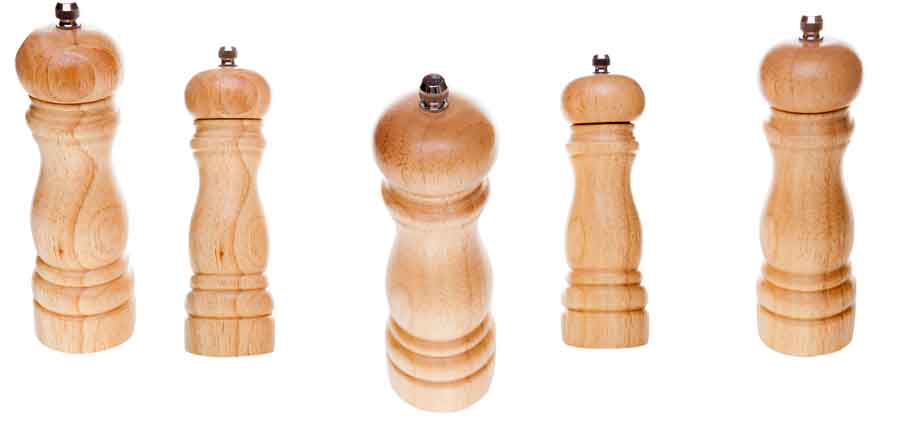wooden salt shaker and pepper mills